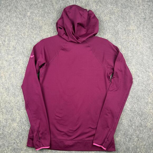 Nike Pro Women’s Lightweight Running Workout Hoodie Garnet Burgundy Pink Medium - Picture 5 of 7
